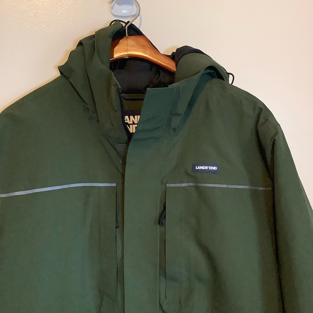 Men's Insulated Squall Parka Army Green Olive Coat Quilted Winter Rain Coat XL - Picture 15 of 16